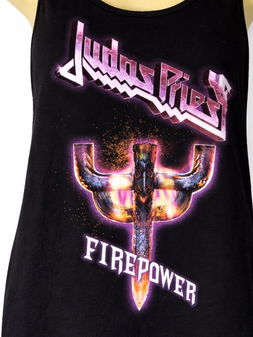 Judas Priest Firepower Lace Back Tank Top Black Graphic Large Y2K Grunge - Picture 6 of 7